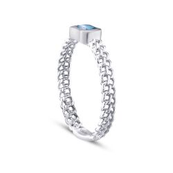 0.37 Karat Blue Topaz Baget Yüzük - 2