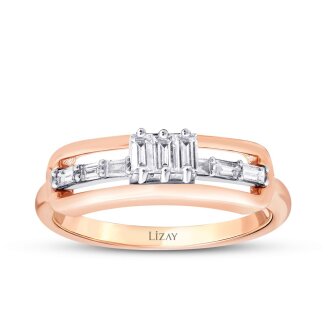 0.37 Karat Pırlanta Baget Yüzük - 1