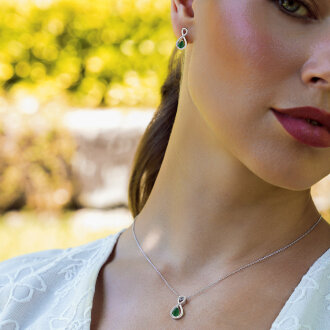 0.37 Karat Pırlanta Zümrüt Kolye - 3