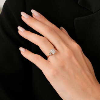 0.38 Karat Pırlanta Baget Yüzük - 3