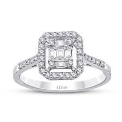 0.39 Karat Pırlanta Baget Yüzük - 1