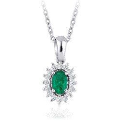 0.40 Carat Diamond Emerald Necklace 