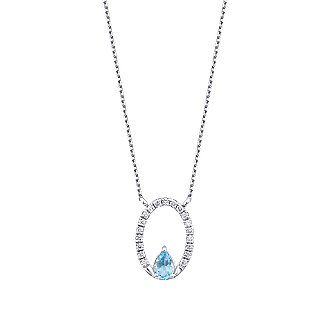 0.40 Karat Pırlanta Blue Topaz Kolye - 1