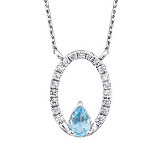 0.40 Karat Pırlanta Blue Topaz Kolye - 2