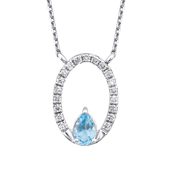 0.40 Karat Pırlanta Blue Topaz Kolye - 2