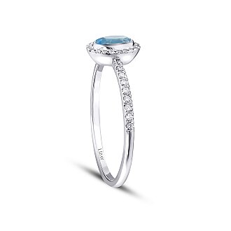 0.40 Karat Pırlanta Blue Topaz Yüzük - 2
