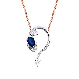 0.40 Karat Pırlanta Safir Kolye - 2