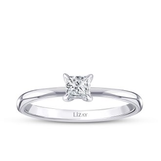 0.40 Karat Pırlanta Prenses Tektaş Yüzük - 1