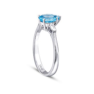 1.39 Karat Pırlanta Blue Topaz Yüzük - 2