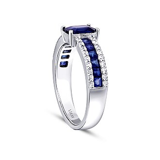 1.95 Karat Pırlanta Safir Yüzük - 2
