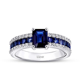 1.95 Karat Pırlanta Safir Yüzük - 1
