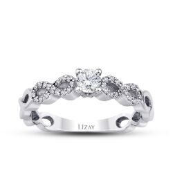 0.43 Karat Pırlanta Tektaş Sonsuzluk Yüzük - 1