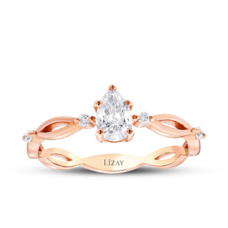 0.44 Karat Pırlanta Damla Tektaş Yüzük - 1