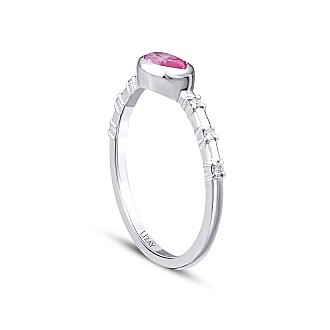 0.44 Karat Pırlanta Pink Safir Yüzük - 2