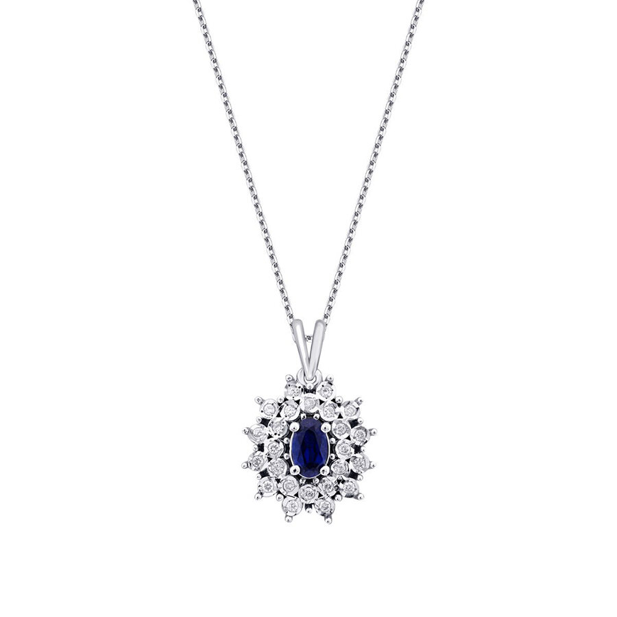 0.44 Karat Pırlanta Safir Kolye