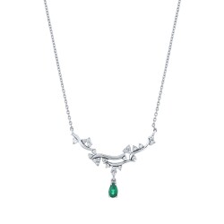 0.47 Carat Diamond Emerald Necklace 
