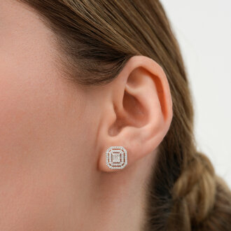 0.47 Karat Pırlanta Baget Küpe - 3