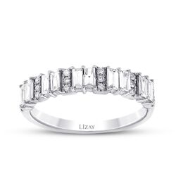 0.47 Karat Pırlanta Baget Yarımtur Yüzük - 1