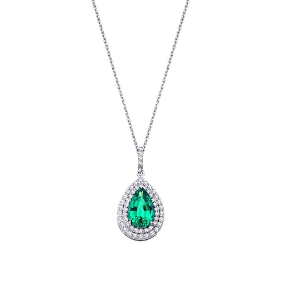 0.47 Karat Pırlanta Zümrüt Damla Kolye