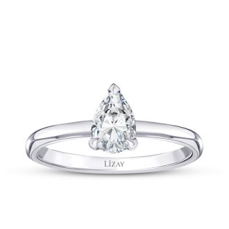 0.50 Karat Pırlanta Damla Tektaş Yüzük - 1