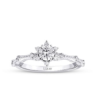 0.50 Karat Pırlanta Lotus Tektaş Yüzük - 1