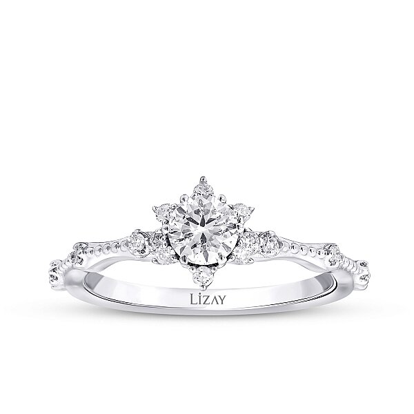 0.50 Karat Pırlanta Lotus Tektaş Yüzük