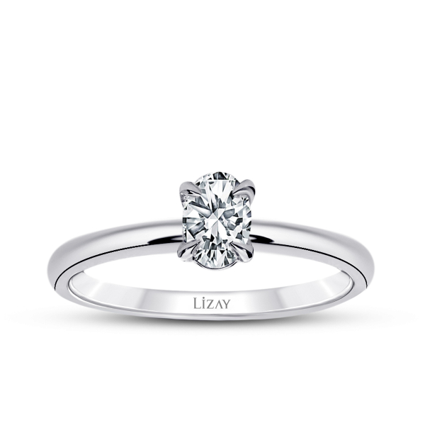 0.50 Karat Pırlanta Oval Tektaş Yüzük - 1