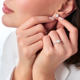 0.50 Karat Pırlanta Tektaş Küpe - 3