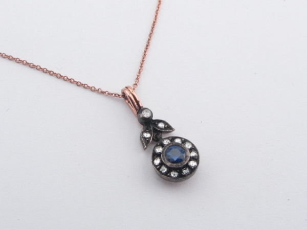 0,51 Karat Elmas Gerdanlık Safir W 8 Ayar - 1