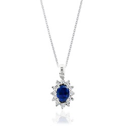 0.52 Carat Diamond Sapphire Necklace 
