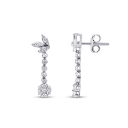 0.52 Karat Pırlanta Lotus Küpe - 1