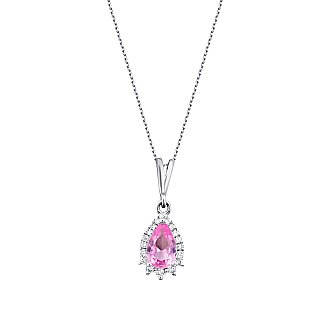 0.52 Karat Pırlanta Pembe Safir Kolye - 1