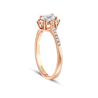 0.53 Karat Pırlanta Oval Lotus Yüzük - 2