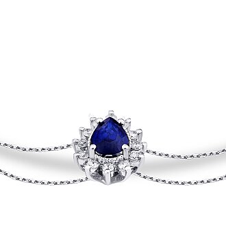 0.53 Karat Pırlanta Safir Bileklik - 2