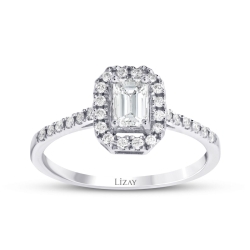 0.54 Karat Pırlanta Emerald Yüzük - 1