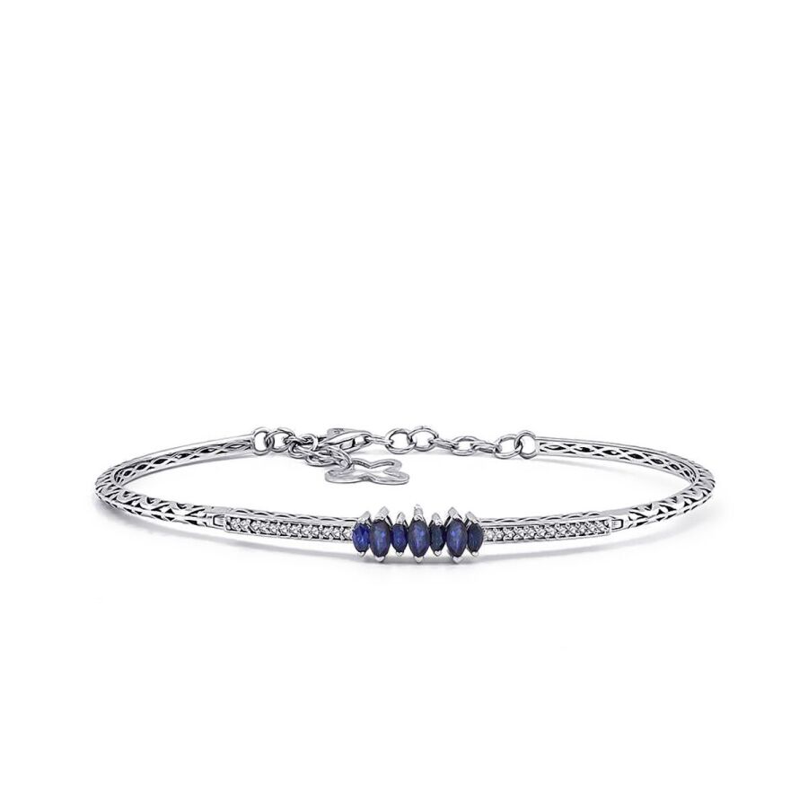 0.54 Karat Pırlanta Safir Kelepçe