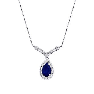 0.55 Karat Pırlanta Safir Kolye - 1