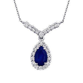 0.55 Karat Pırlanta Safir Kolye - 2