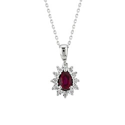 0.56 Carat Diamond Ruby Necklace 