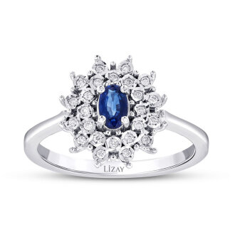 0.57 Karat Pırlanta Safir Yüzük 