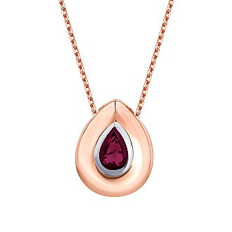 0.59 Karat Damla Yakut Kolye - 2