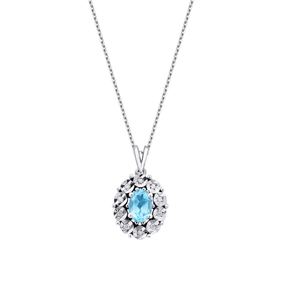0.59 Karat Pırlanta Blue Topaz Kolye