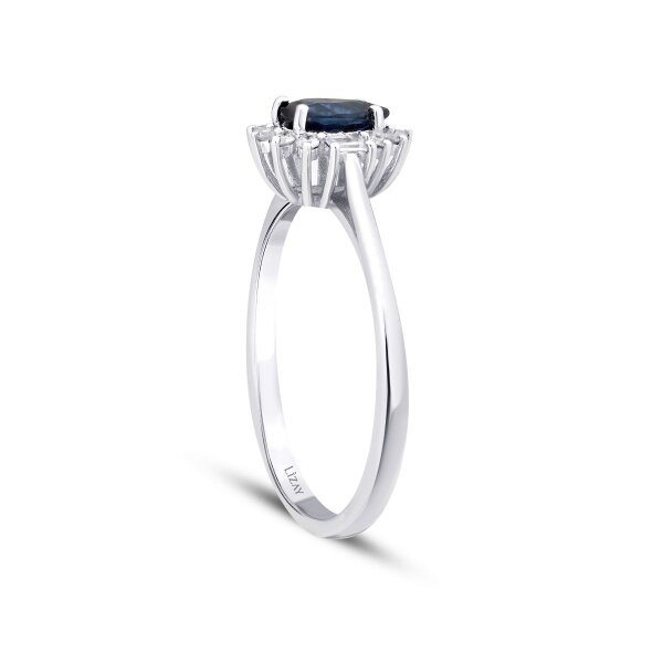 0.59 Karat Pırlanta Safir Yüzük - 2