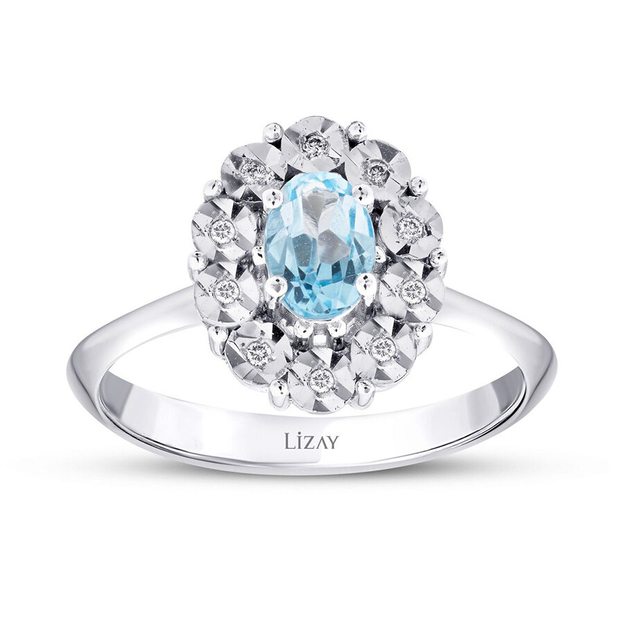0.60 Karat Pırlanta Blue Topaz Yüzük