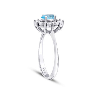 0.60 Karat Pırlanta Blue Topaz Yüzük - 2