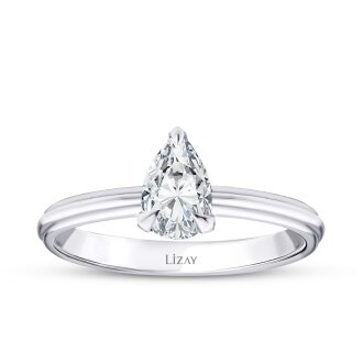 0.60 Karat Pırlanta Damla Tektaş Yüzük - 1