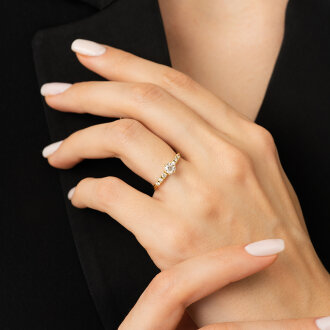 0.60 Karat Pırlanta Lotus Tektaş Yüzük - 3