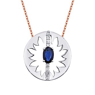 0.62 Karat Pırlanta Safir Kolye - 2