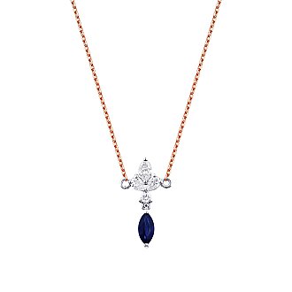 0.63 Karat Pırlanta Safir Kolye - 1