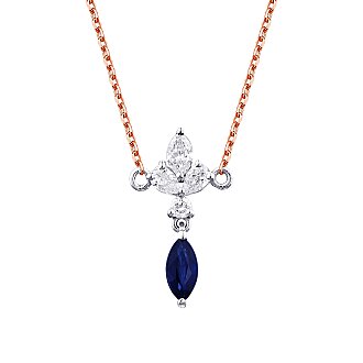 0.63 Karat Pırlanta Safir Kolye - 2